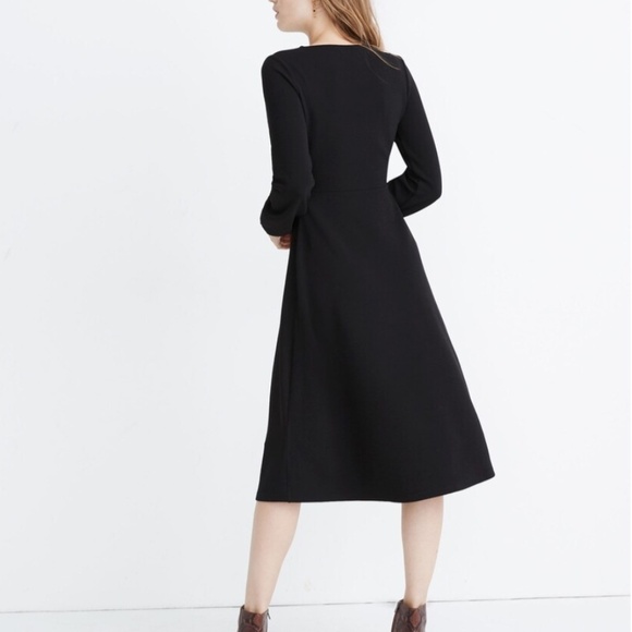 EUC Madewell Texture & Thread Crepe Midi Black Dress Size Small - Picture 3 of 9